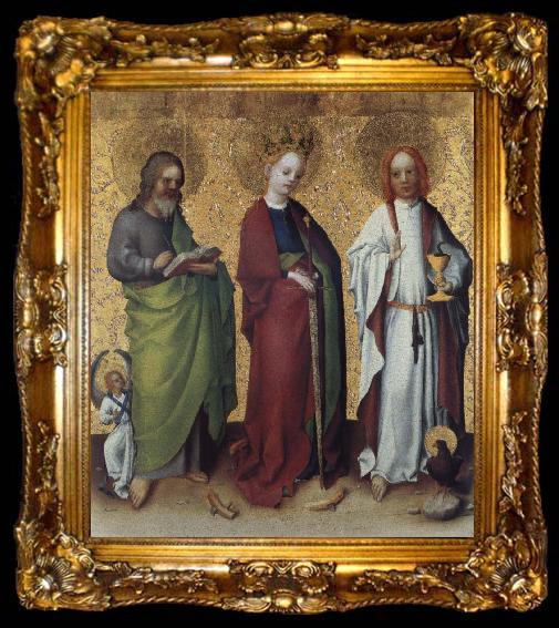 framed  Stefan Lochner Saints Matthew,Catherine of Alexandria and John the Vangelist, ta009-2
